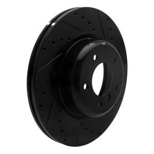 BMW 135IS Brake Rotor (1) - Front Right - R1 Concepts - Drilled & Slotted - Black - `06-`13